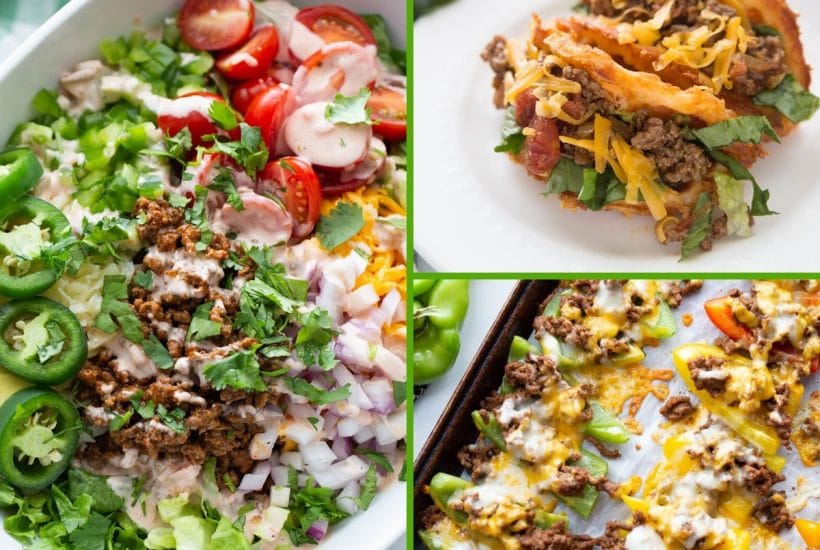3 final images of Keto Mexican dinners in a collage