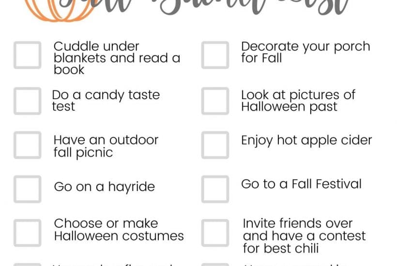 fall bucket list printable