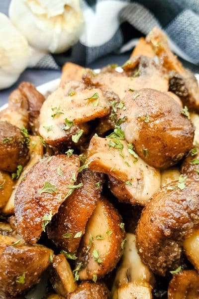 air fried mushrooms on a platter